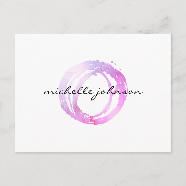 Luxe Pink Painted Circle Designer Logo Postcard (Front)