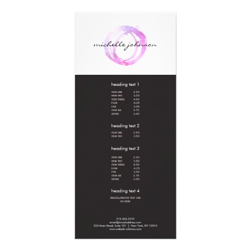 Luxe Pink Painted Circle Designer Logo Rack Card