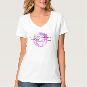 Luxe Pink Painted Circle Designer Logo T-Shirt
