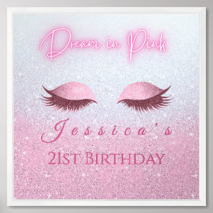 Luxe Pink & Silver Dream in Pink Birthday  Framed Art