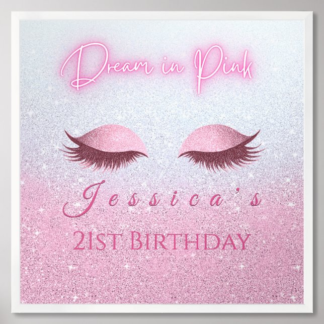 Luxe Pink & Silver Dream in Pink Birthday  Framed Art (Framed Front)