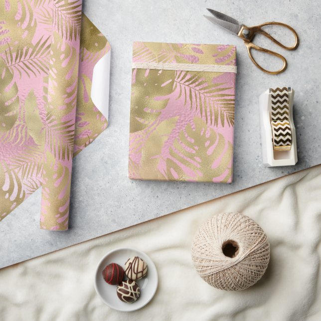 LUXE PINK TROPICAL WRAPPING PAPER GIFT WRAP (Crafts)