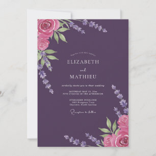 Luxe Plum Magenta Petal Wedding Invitation