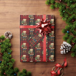 Luxe Preppy Red Plaid Christmas Teddy Bear Wrapping Paper<br><div class="desc">This red tartan gift wrap features a cute preppy bear holding a gift on a plaid background.</div>