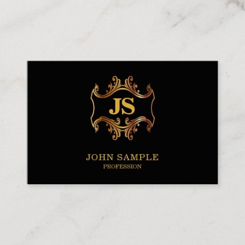 Luxe Professional Elegant Black Gold Classic Look Business Card