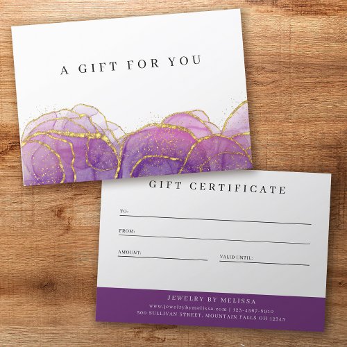 Luxe Purple Gold Business Gift Certificate