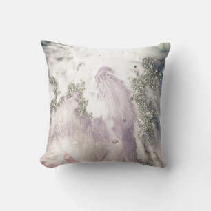 LUXE PURPLE LILAC SILVER MARBLE INSPIRED CUSHION