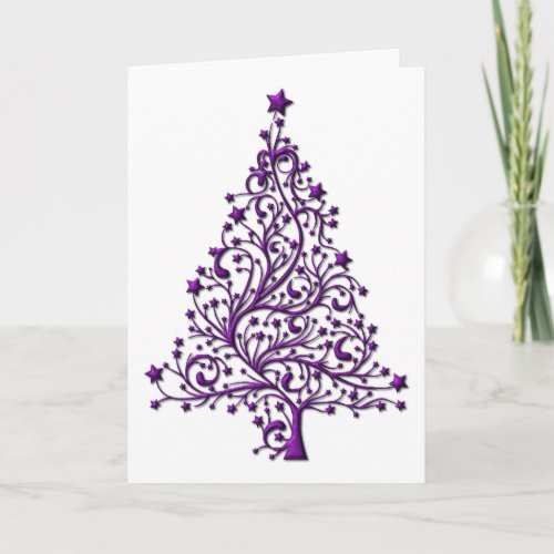 Luxe Purple Xmas Tree Christmas Card