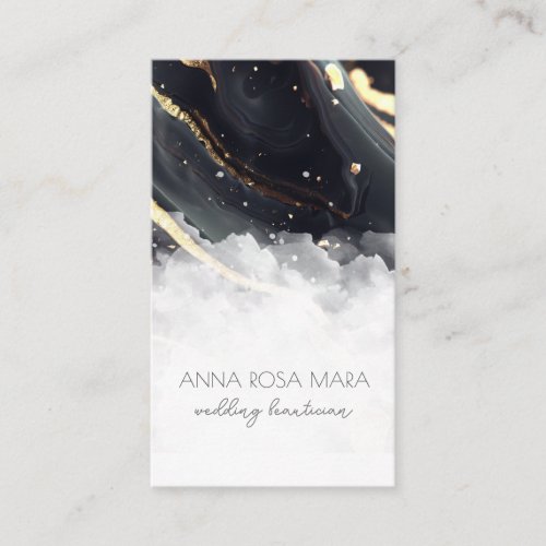  Luxe QR Agate Black Gold White Glam AP66  Business Card
