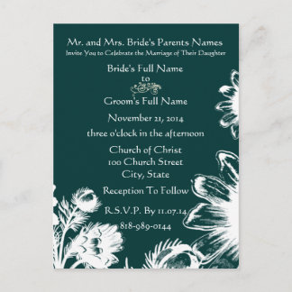 Luxe Radiance Green White Budget Friendly Wedding Invitation Postcard