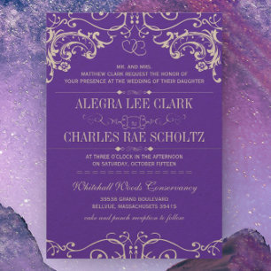 Luxe Radiance Purple Vintage Typography  Invitation