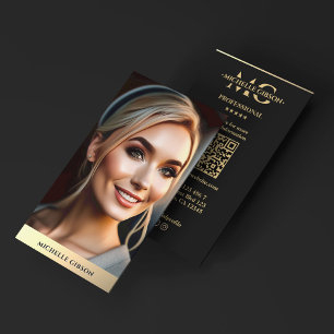 Luxe Realtor Photo Faux Gold Marketing Monogram Business Card