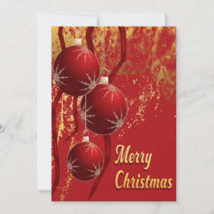 Luxe red and gold Christmas Ornaments Holiday Card