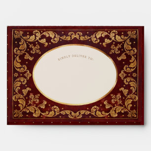 Luxe Red and Gold Ornate Envelope
