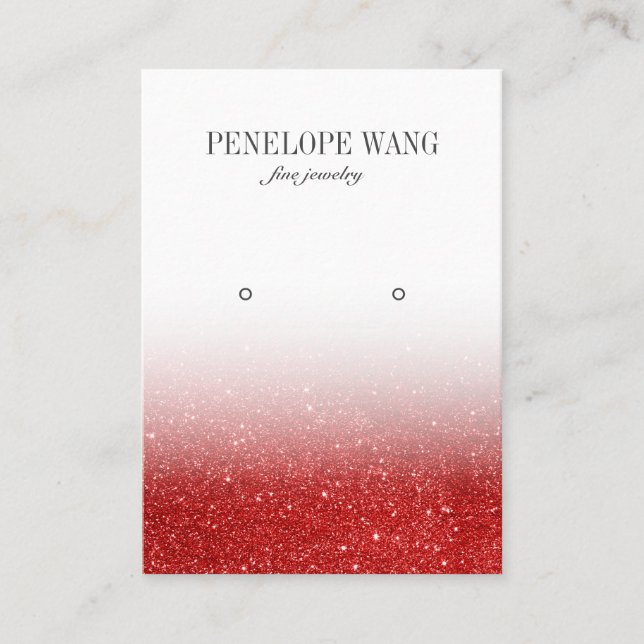 Luxe Red Glitter Ombre Jewelry  Earring display Business Card (Front)