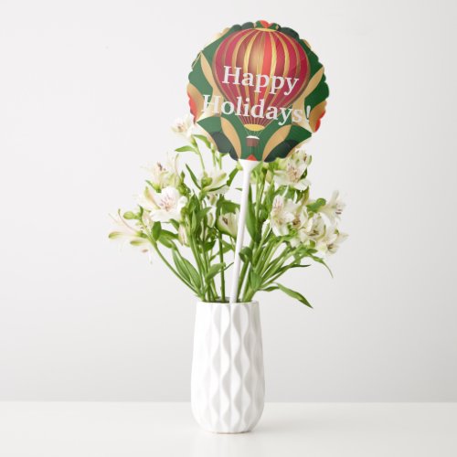 Luxe Red Gold  Green Happy Holidays Balloon