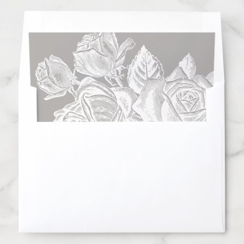 Luxe rose beige vintage botanical floral wedding e envelope liner