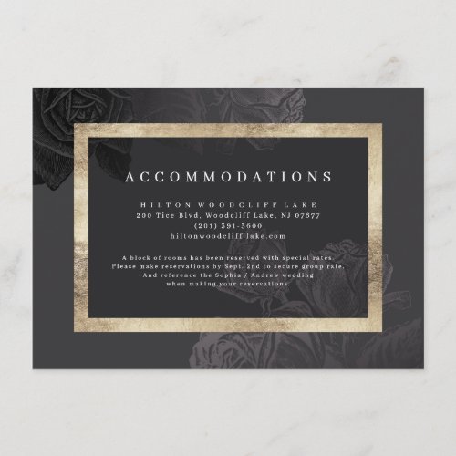 Luxe rose black vintage botanical accommodations enclosure card