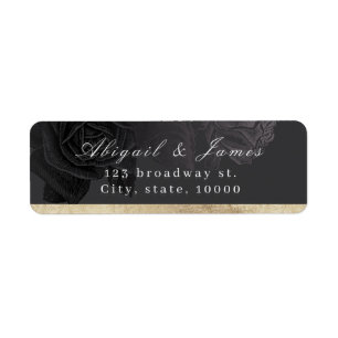 Luxe rose black vintage botanical return address label