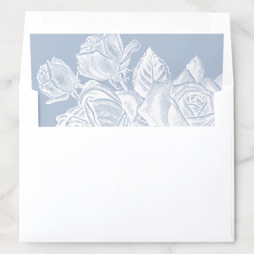 Luxe rose blue vintage botanical floral wedding envelope liner