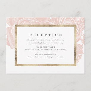Luxe rose blush gold vintage botanical reception enclosure card