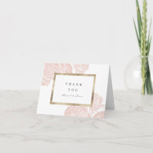 Luxe rose blush gold vintage botanical wedding thank you card