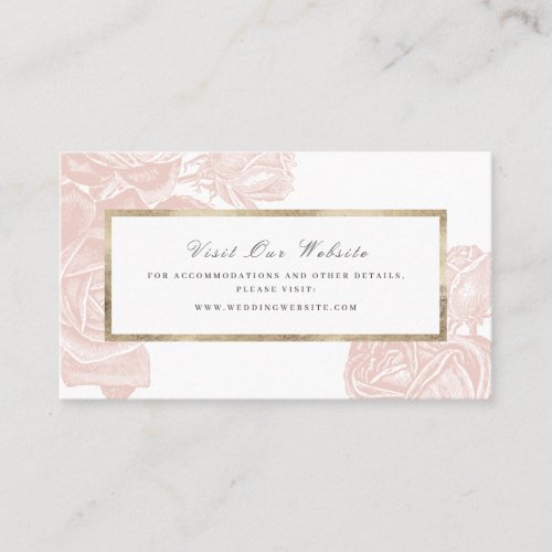 Luxe rose blush gold vintage website Insert card