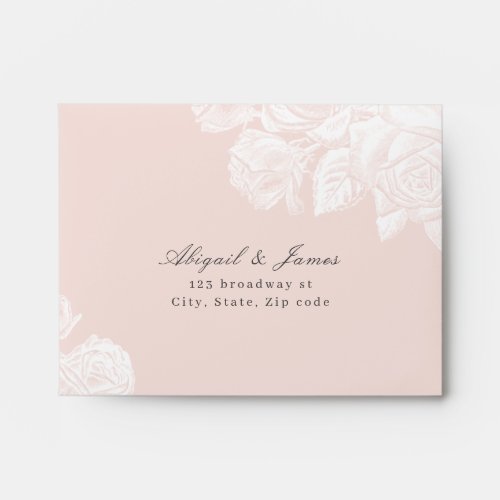 Luxe rose blush vintage botanical wedding RSVP Envelope