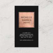 Luxe Rose Gold Brushstrokes Designer Business Card (Back)