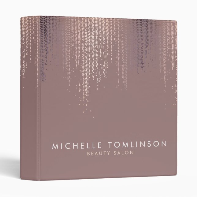 Luxe Rose Gold Confetti Rain Pattern Binder (Front/Spine)