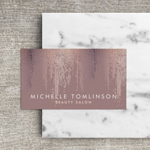 Luxe Rose Gold Confetti Rain Pattern Business Card