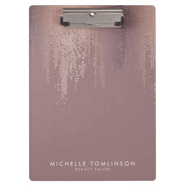 Luxe Rose Gold Confetti Rain Pattern Clipboard (Front)