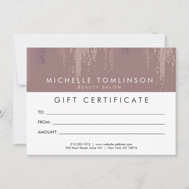 Luxe Rose Gold Confetti Rain Pattern Gift Card (Front)