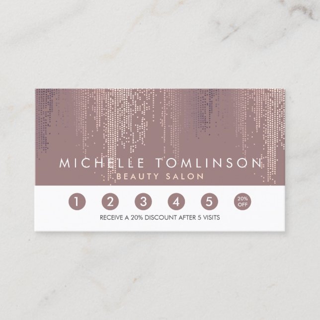 Luxe Rose Gold Confetti Rain Pattern Loyalty Card (Front)