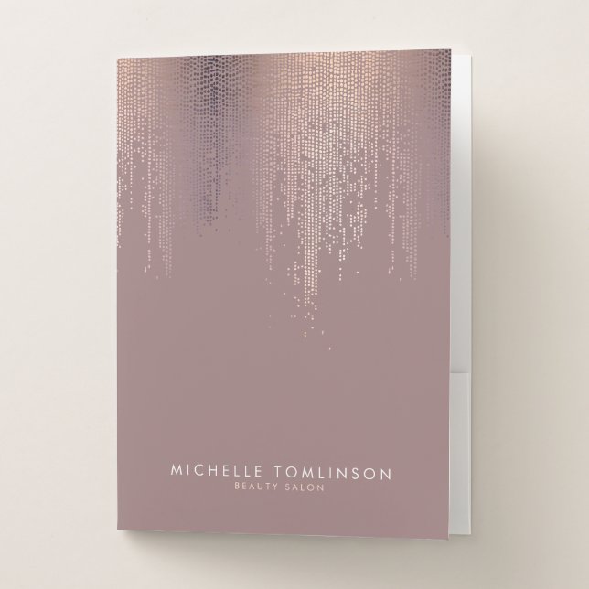 Luxe Rose Gold Confetti Rain Pattern Pocket Folder (Front)