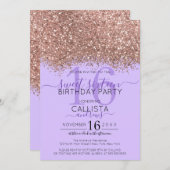 Luxe Rose Gold Lavender Glitter Confetti Sweet 16 Invitation (Front/Back)