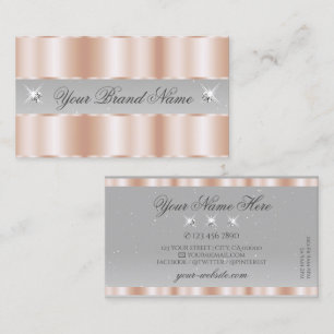 Luxe Rose Gold Light Gray Sparkle Jewels Luxurious Business Card