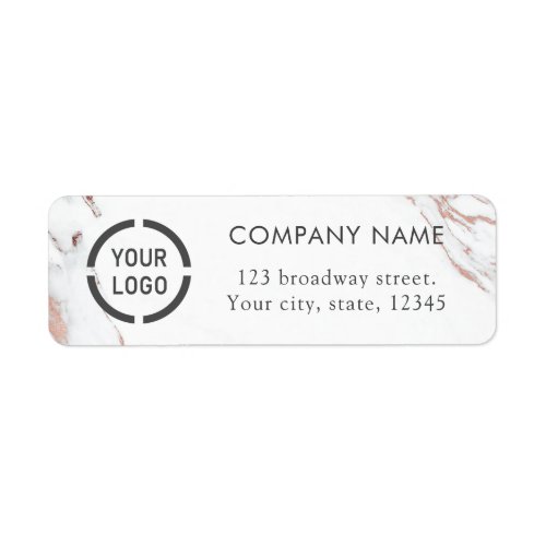 Luxe rose gold marble business return address label
