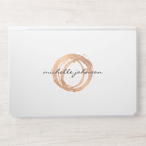 Luxe Rose Gold Painted Circle Designer Logo HP Laptop Skin