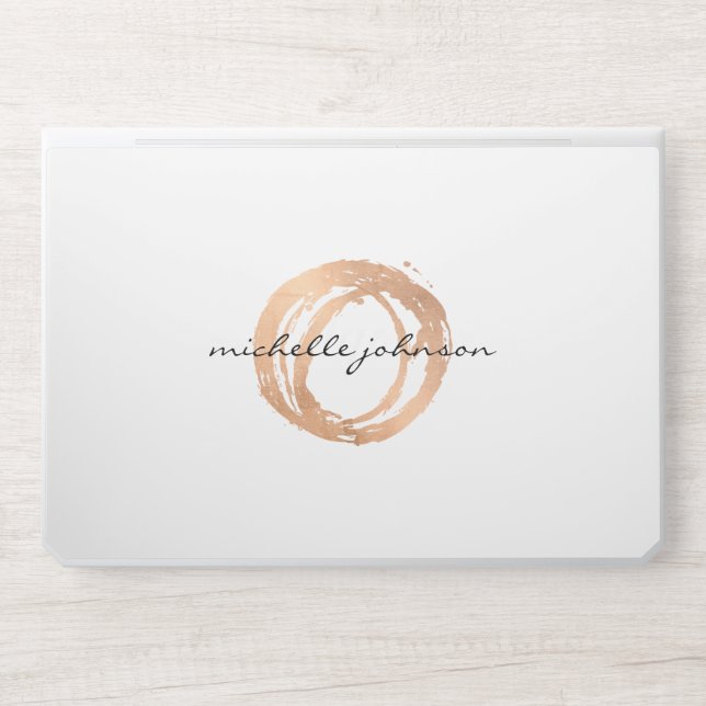 Luxe Rose Gold Painted Circle Designer Logo HP Laptop Skin (Front)