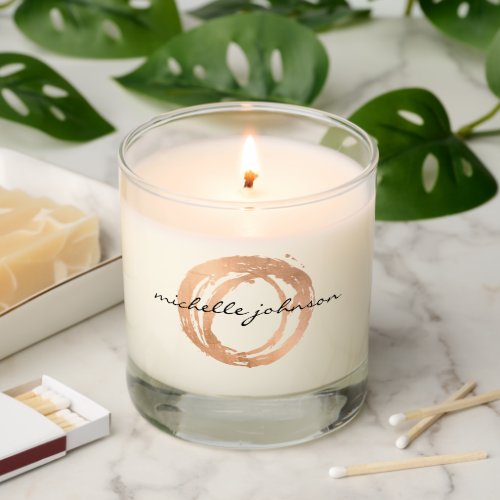 Luxe Rose Gold Painted Circle Designer Logo Scented Candle