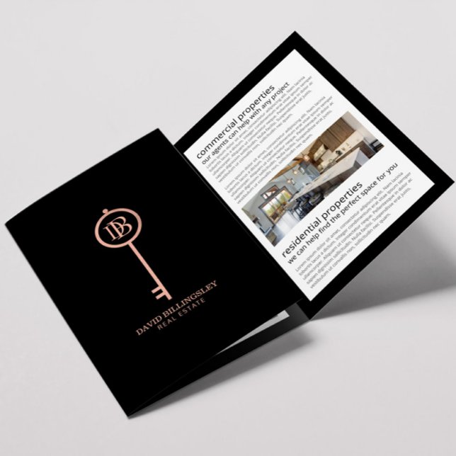 Luxe Rose Gold Skeleton Key Real Estate Brochure (Creator Uploaded)