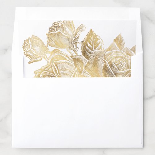 Luxe rose gold vintage botanical floral wedding envelope liner