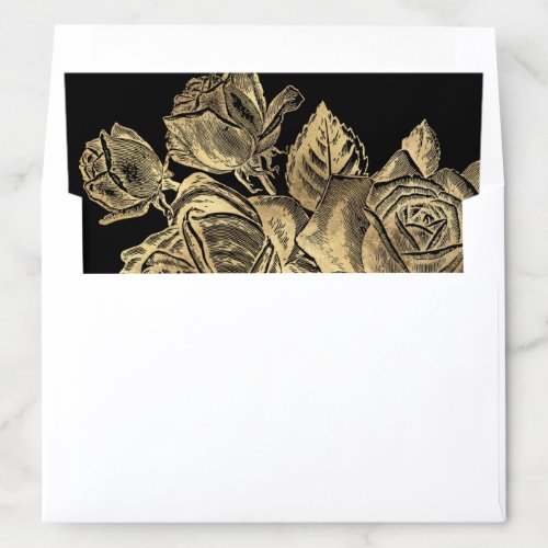 Luxe rose gold vintage botanical floral wedding envelope liner