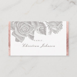Luxe rose gold vintage botanical floral wedding place card