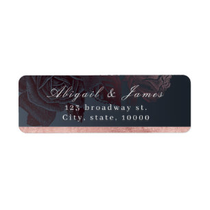 Luxe rose gold vintage botanical return address label