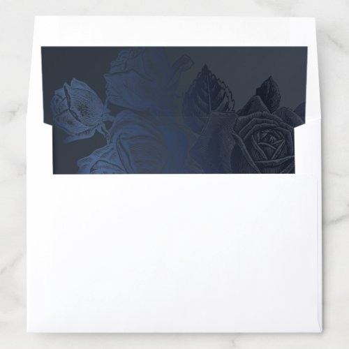 Luxe rose navy vintage botanical floral wedding envelope liner