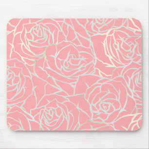 Luxe Rose Outline Mouse Pad