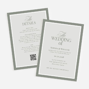 Luxe Sage Green with RSVP QR Code | Wedding Invitation