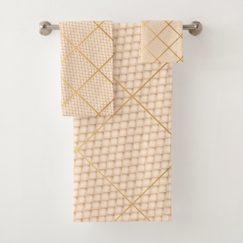 LUXE SATIN CHAMPAGNE QUILT BATHROOM TOWEL SET